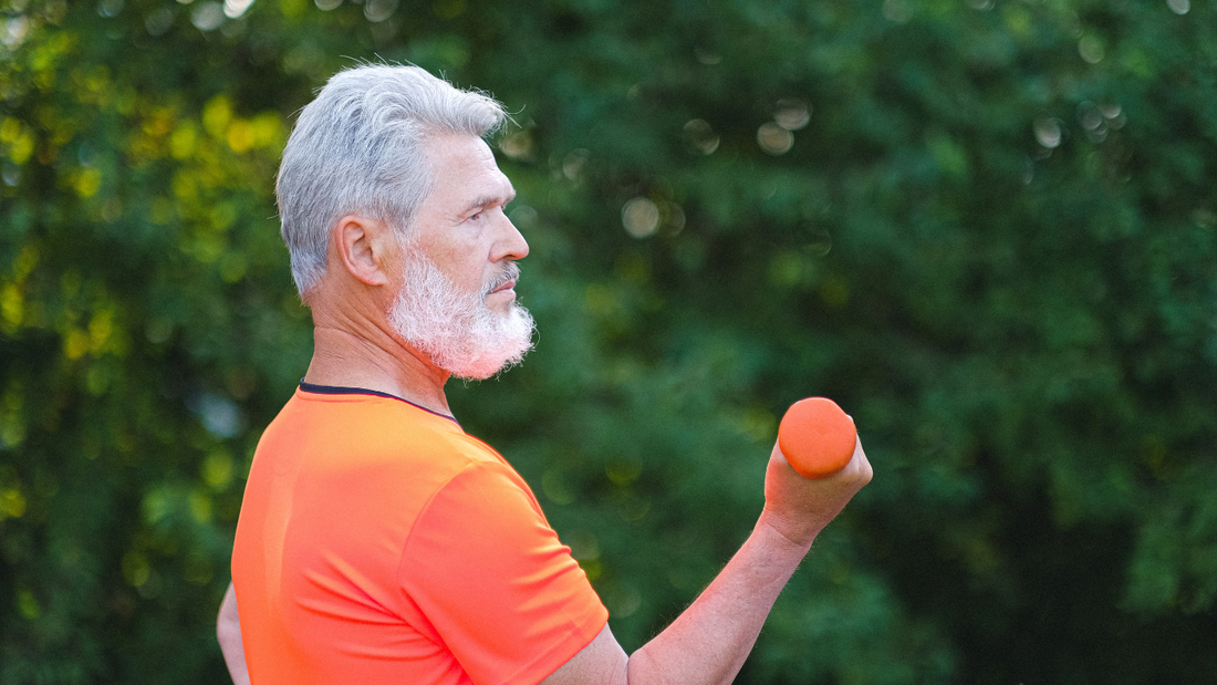 Mature Male Holding Weights Mirai Clinical