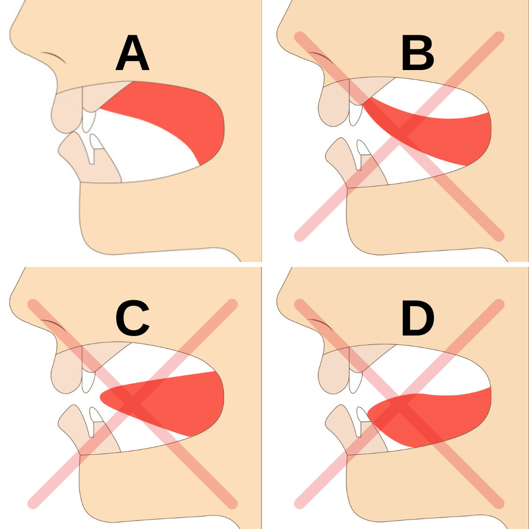 Koko Face Yoga's illustration of the optimal tongue posture technique, emphasizing its significance in face yoga practices for improved facial structure, presented with the endorsement of its sister brand, Mirai Clinical.