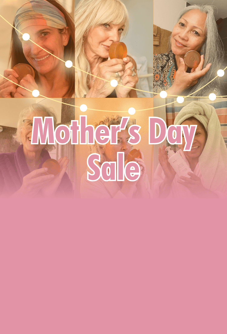 Banner for Mirai Clinical's Mother's Day Sale featuring a 15% discount on all body care and deodorizing products, including items with persimmon extract known for combating nonenal-related body odor.