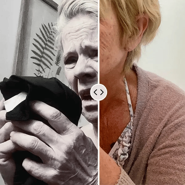 GIF showing the before and after effect of using Persimmon Soap, highlighting the improvement in body odor elimination and skin freshness.