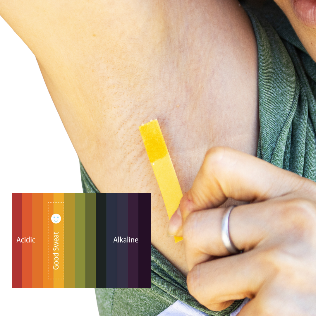 Using the Mirai Clinical Sweat Test under the armpit with indicator chart.