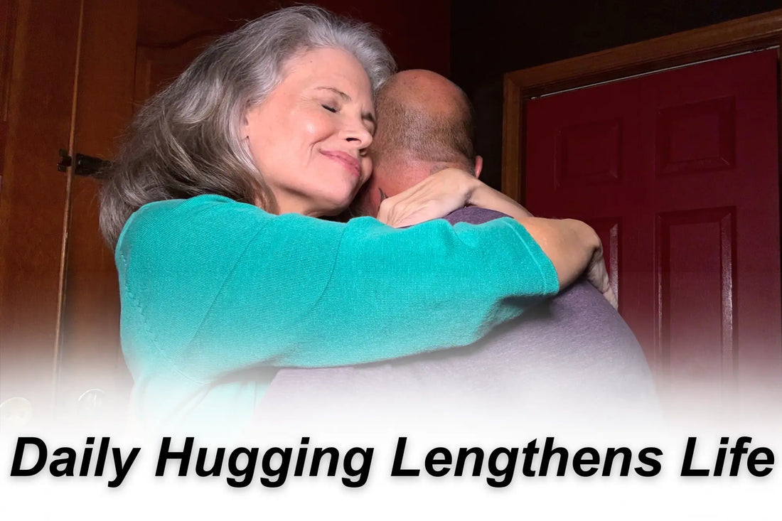 Daily Hugging Lengthens Life — man and woman embracing at a doorway