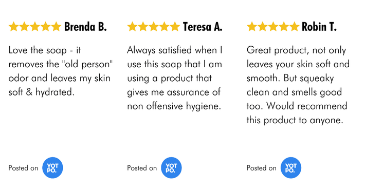 Customer feedback on the Mirai Clinical Soap Bar: Genuine reviews praising its deodorizing effectiveness, long-lasting scent, and the benefits of using it for daily skincare and body odor prevention.