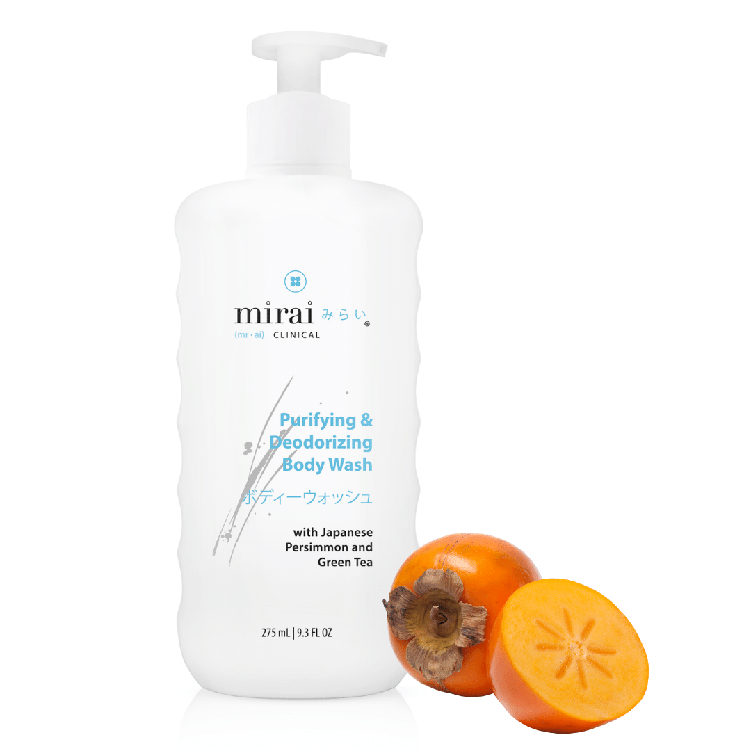 Purifying & Deodorizing Body Wash by Mirai Clinical, infused with Japanese Persimmon Fruit, specially formulated for effective nonenal odor removal and skin refreshment