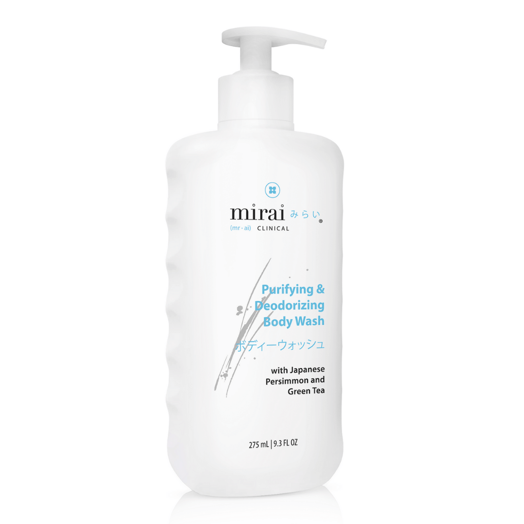 Mirai Clinical Deodorizing Purifying Body Wash with Japanese Persimmon Side View Showing Grips