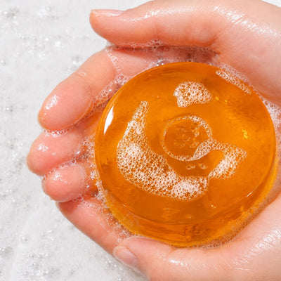 Mirai Clinical Purifying and Deodorizing Soap Bar with Japanese persimmon and green tea, lathered with rich foam