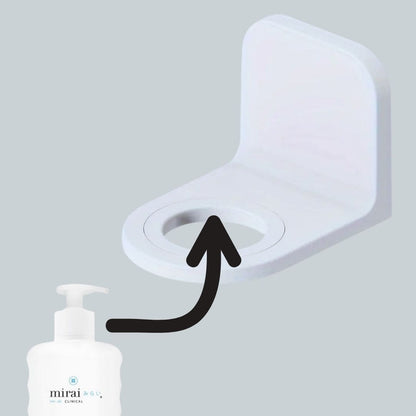 Mirai Clinical body wash holder, usage guide for wall mounting installation.