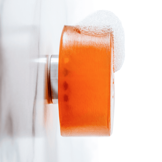 Magnetic Soap Bar Holder featuring Mirai Clinical's Persimmon Soap Bar, ideal for reducing nonenal and maintaining a fresh, odor-free bathroom environment.