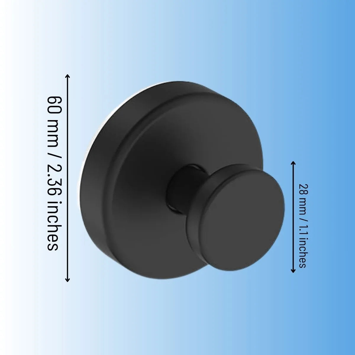 Dimensions diagram of the Mirai Clinical no-drill shower hook