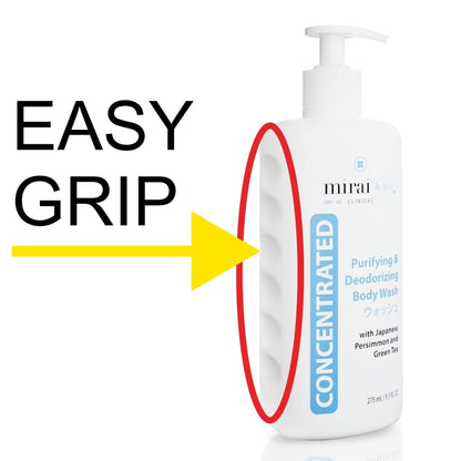 Mirai Clinical Body Wash – Easy grip bottle for Nonenal odor elimination.