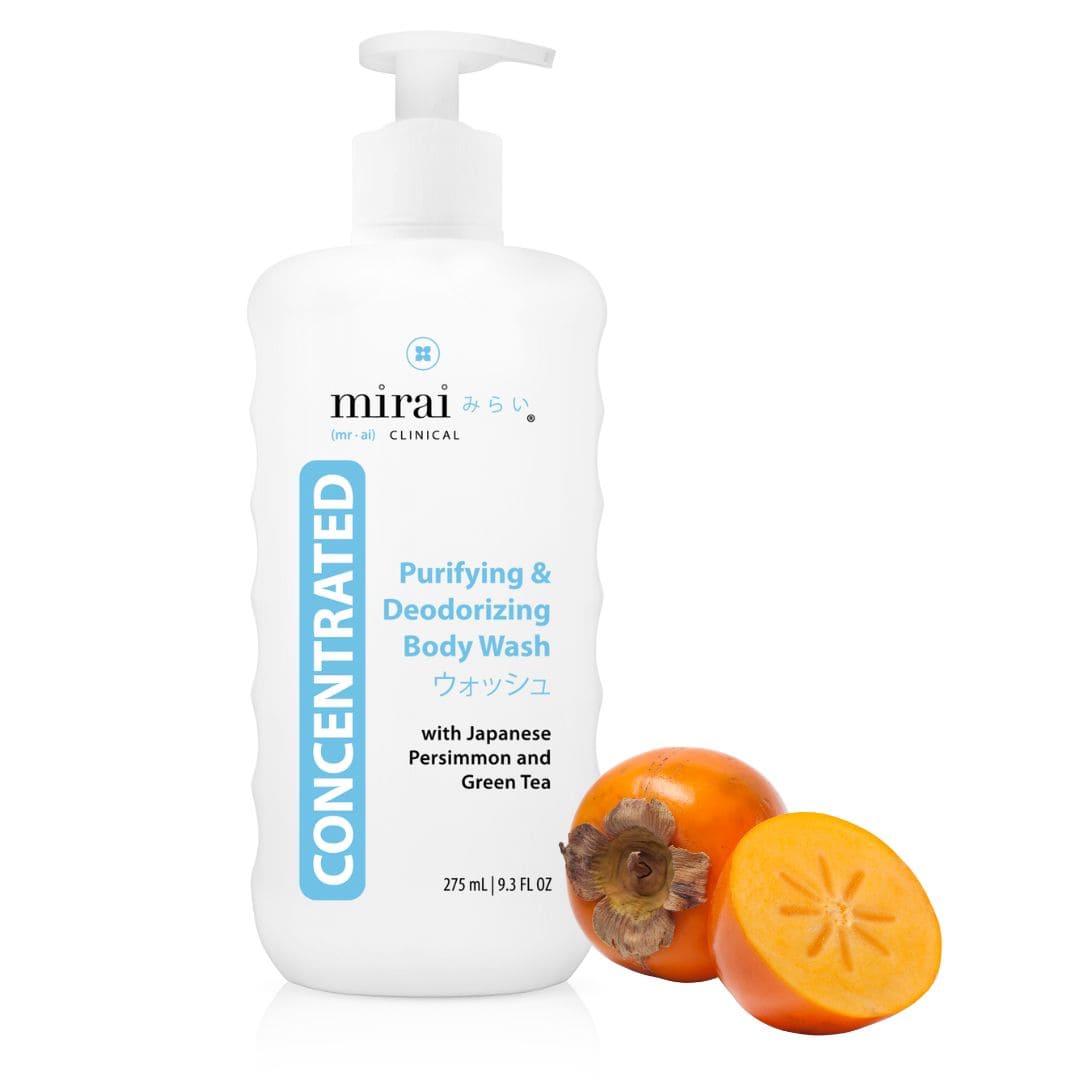 Mirai Clinical Body Wash – Persimmon-infused for Nonenal odor elimination.