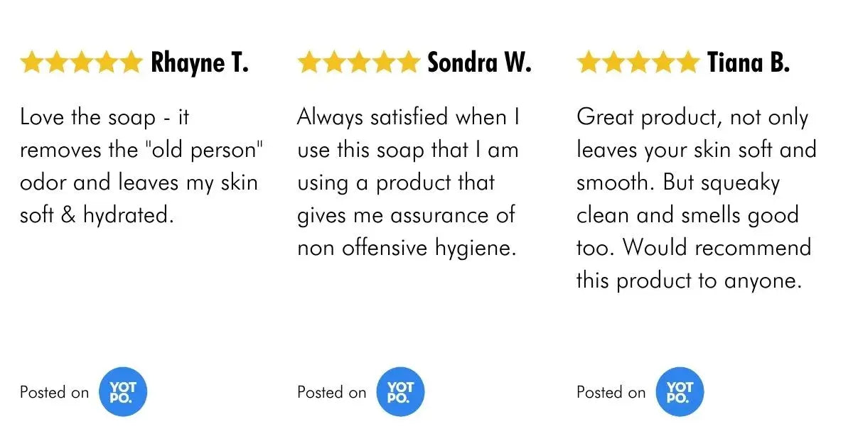 Customer review of Mirai Clinical Deodorizing Soap, highlighting its effectiveness in reducing nonenal and body odor.