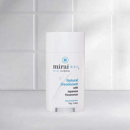 Mirai Clinical Natural Deodorant Stick, formulated with Japanese persimmon for effective nonenal and body odor reduction.