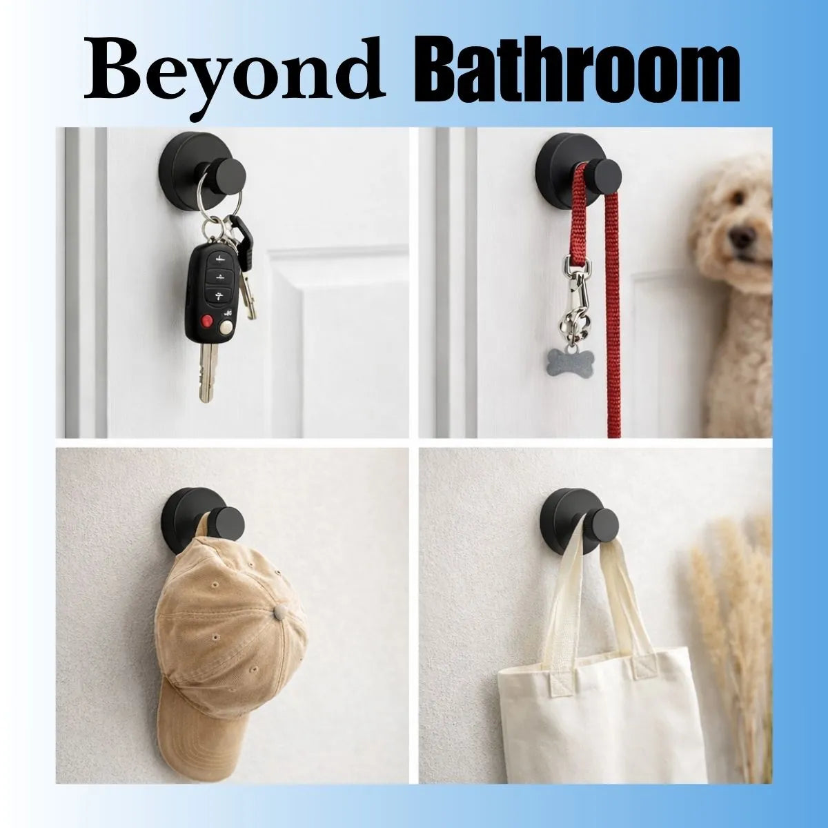 Mirai Clinical no-drill suction shower hook used outside the bathroom