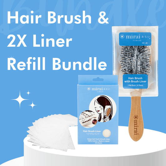 Mirai Clinical's durable hair brush paired with a 2-times liner refill bundle, offering optimal grooming and extended usability for a comprehensive hair care experience.