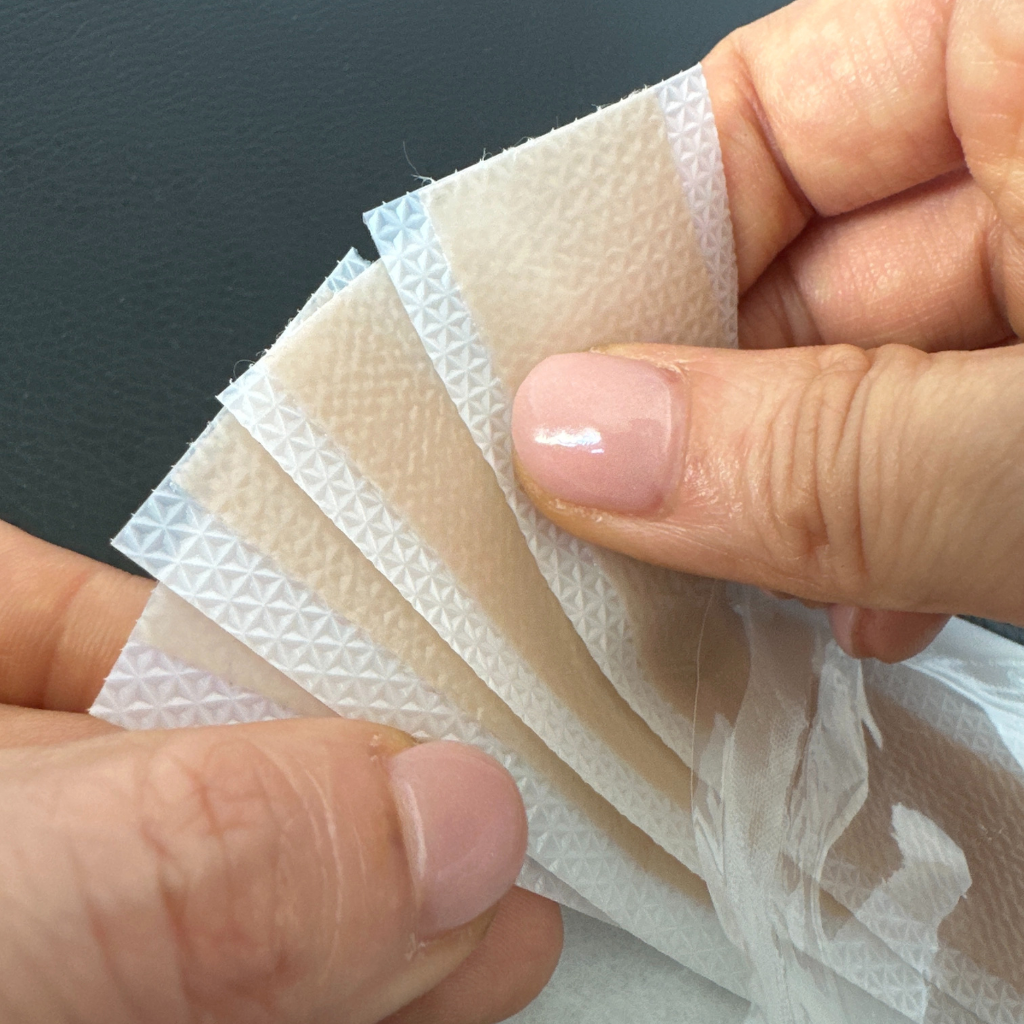 Close-up view of Mirai Clinical's Sleep Tape, showcasing its texture, design, and appearance intended for effective sleep enhancement.
