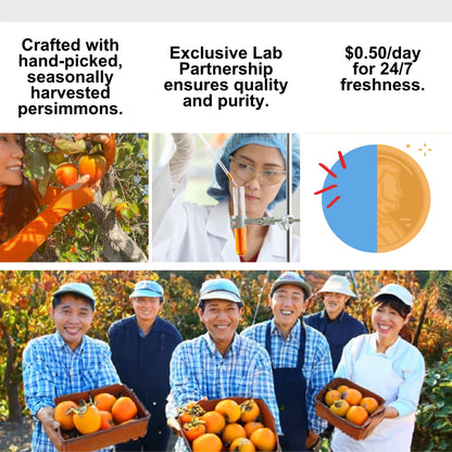Crafted with hand-picked, seasonally harvested persimmons, exclusive lab partnership ensures quality and purity for daily deodorizing freshness at $0.50/day.