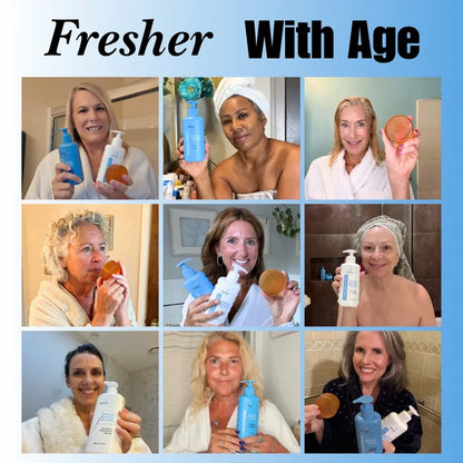 Mirai Clinical customer results showcasing fresher skin and confidence with age, featuring persimmon soap.