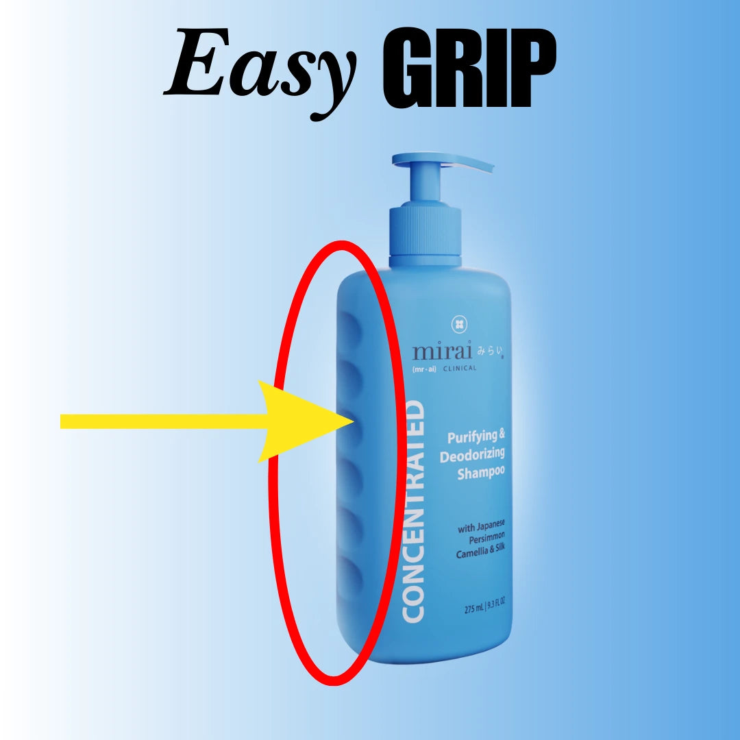 MiraiClinical persimmon nonenal deodorizing shampoo easy grip bottle design for comfortable use reducing scalp odor