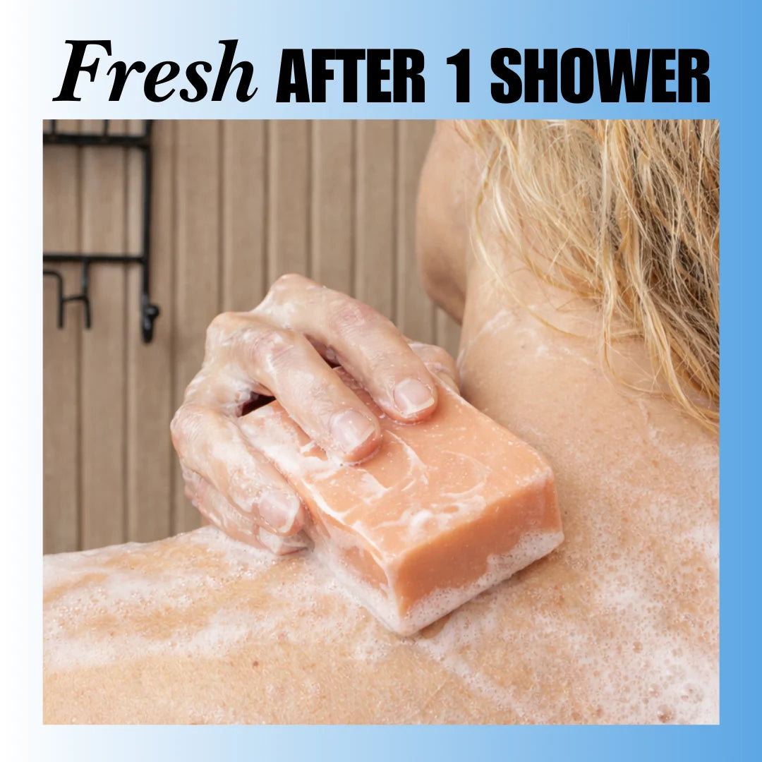 MiraiClinical persimmon deodorizing soap leaving skin fresh after shower reducing stubborn nonenal body odor