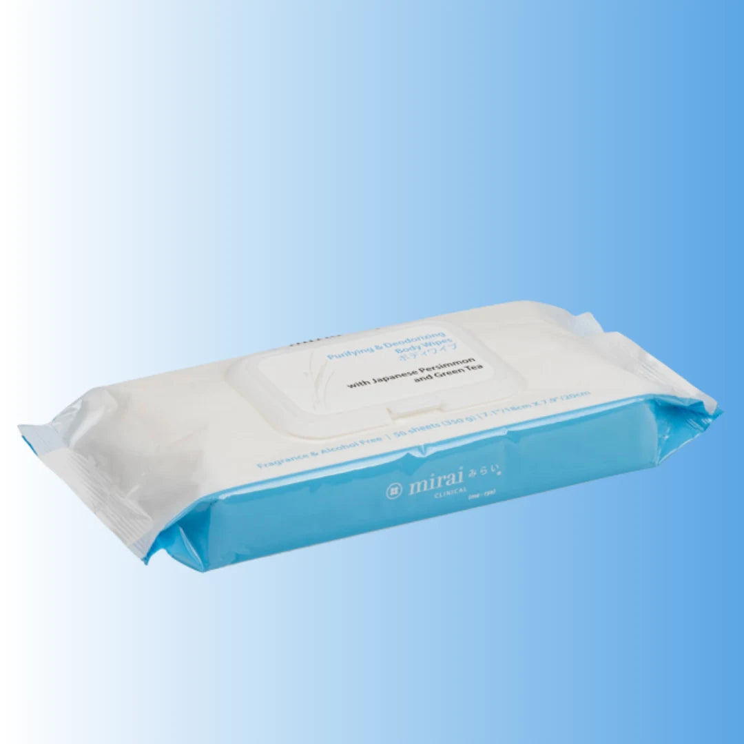 Mirai Clinical persimmon body wipes sealed pack for nonenal body odor deodorizing travel friendly hygiene product